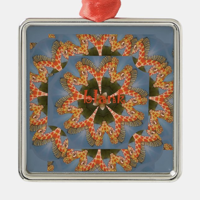 Giraffe Abstract Art Print Metal Tree Decoration (Front)