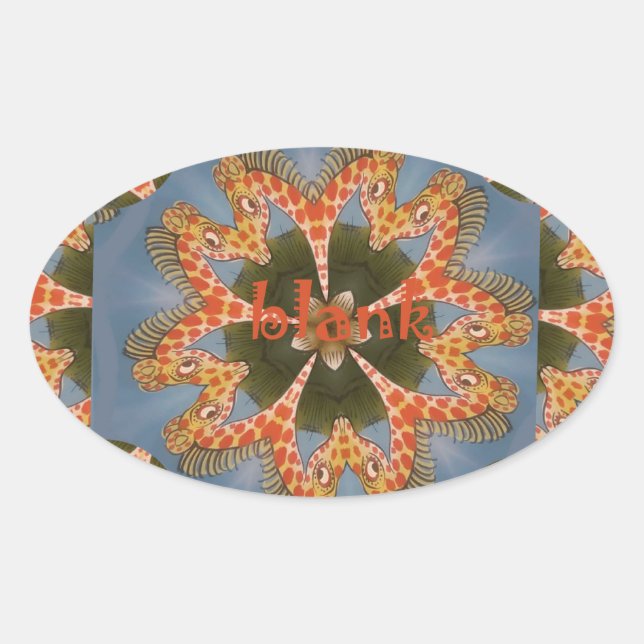 Giraffe Abstract Art Print Oval Sticker (Front)