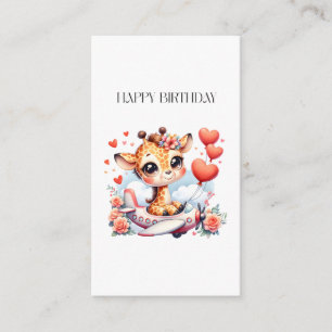 Giraffe Aeroplane Birthday Enclosure Card