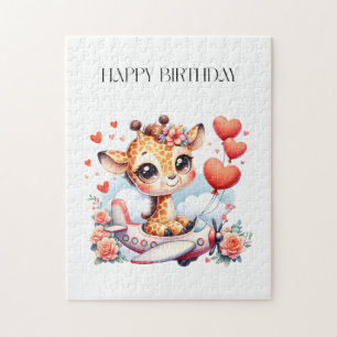 Giraffe Aeroplane Birthday Jigsaw Puzzle