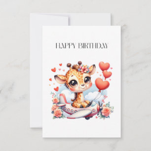 Giraffe Aeroplane Birthday RSVP Card