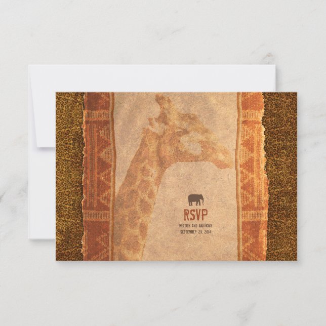 Giraffe African Safari Wedding RSVP Reply Card (Front)