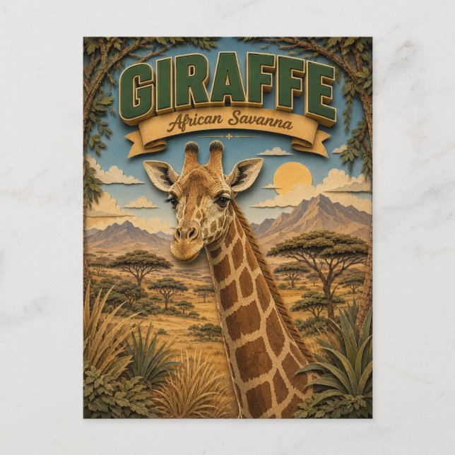 Giraffe African Savanna POPCUT Postcard (Front)