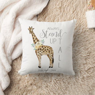 Giraffe Always Stand Up Tall Modern Watercolor  Cushion