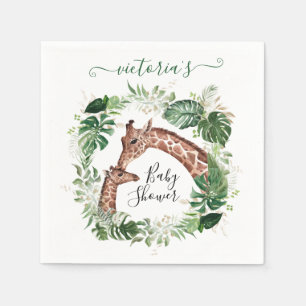 Giraffe and Baby Jungle Baby Shower Napkin