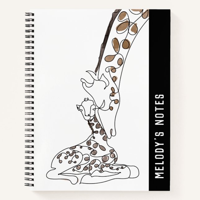 Giraffe and Baby Line Art Nature Animals  Notebook (Front)