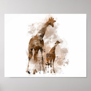 GIRAFFE AND BABY - Poster