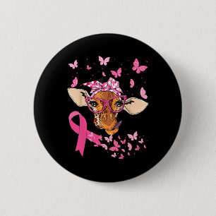 Giraffe And Bandanna Pink Ribbon Breast Cancer Awa 6 Cm Round Badge