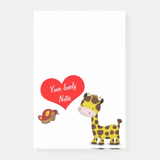 Giraffe and Butterfly Lovely Note (Front)