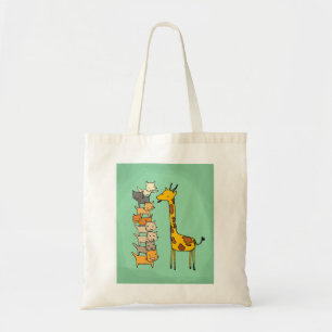Giraffe and Cats Tote Bag