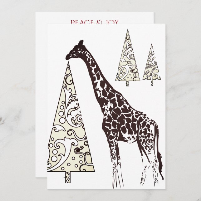 Giraffe and Christmas Trees Holiday Party Invitation (Front/Back)