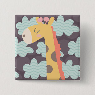 Giraffe and Clouds 15 Cm Square Badge
