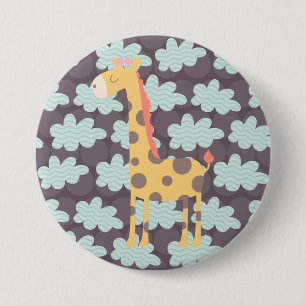 Giraffe and Clouds 7.5 Cm Round Badge