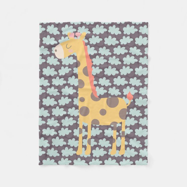 Giraffe and Clouds Fleece Blanket (Front)