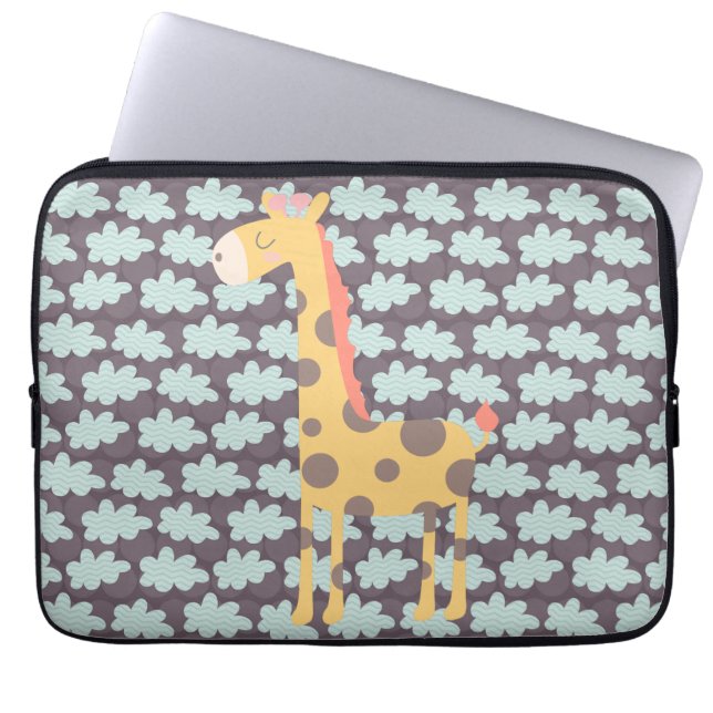 Giraffe and Clouds Laptop Sleeve (Front)