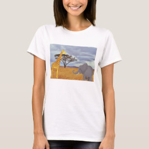 giraffe and elephant in the safari T-Shirt