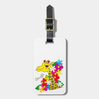 Giraffe and flower luggage tag