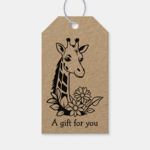 Giraffe And Flowers Gift For You Custom Gift Tags
