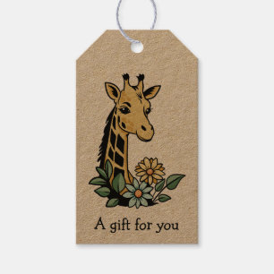 Giraffe And Flowers Gift For You Custom Tags