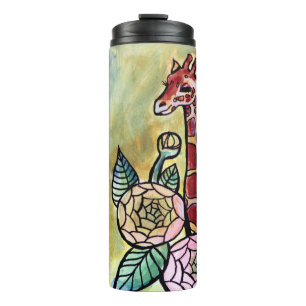 Giraffe and Flowers  Giraffes illustration floral  Thermal Tumbler