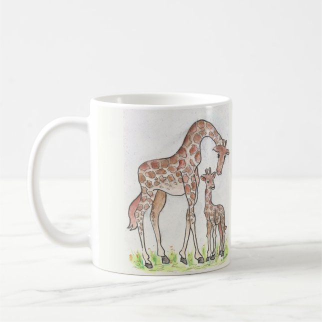 Giraffe and Her Calf design on a Mug / Cup (Left)