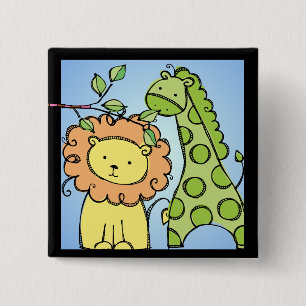 Giraffe and Lion Button