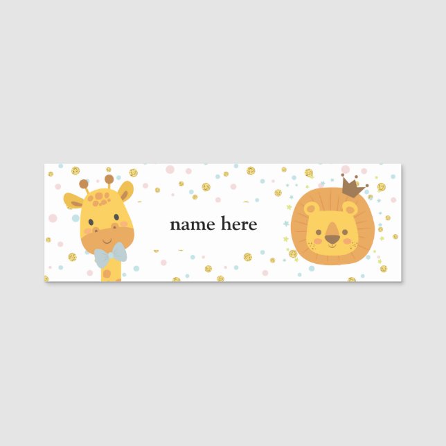 Giraffe and lion name tag (Front)