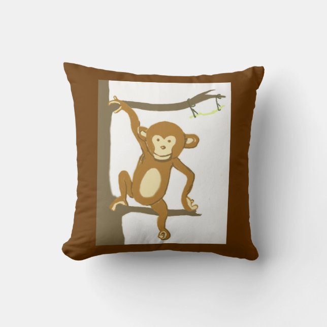 Giraffe And Monkey American MoJo Pillow (Front)