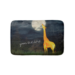 Giraffe and Moon   Custom Bath Mat