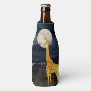 Giraffe and Moon Custom Bottle Can Cooler