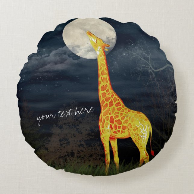 Giraffe and Moon | Custom Brushed Throw Pillow (Front)