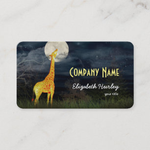 Giraffe and Moon Custom Business Cards