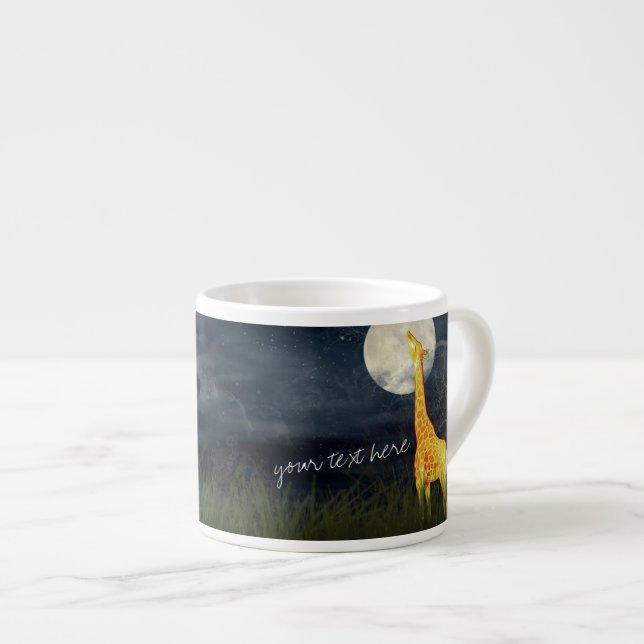 Giraffe and Moon | Custom Jumbo Mug / Espresso Mug (Front Right)