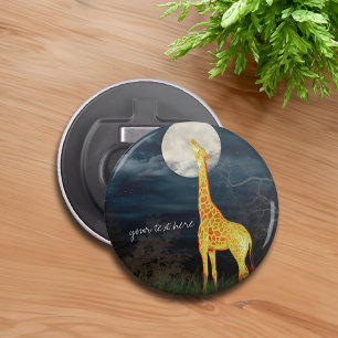 Giraffe and Moon   Custom Magnet Bottle Opener