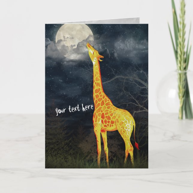 Giraffe and Moon | Greeting Cards (Front)