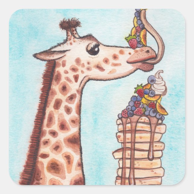 Giraffe and Pancakes Square Sticker (Front)