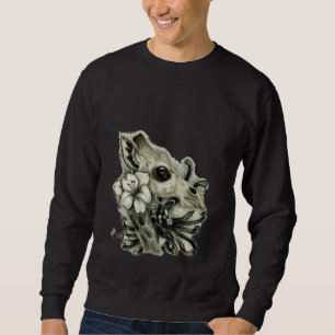 Giraffe and spider mum tall mammal flowers petals sweatshirt