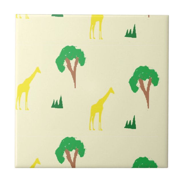Giraffe and tree pattern tile (Front)