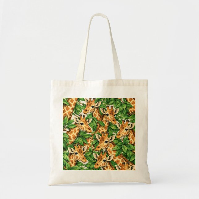 Giraffe and Tropical Leaves Pattern Tote Bag (Front)