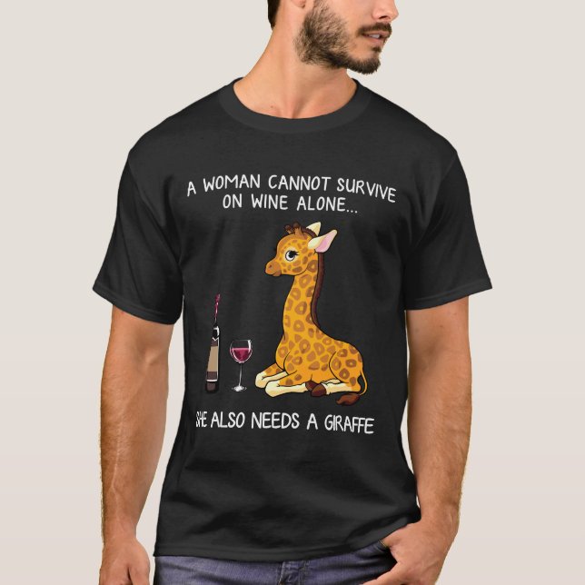 Giraffe And Wine Fitted T-Shirt (Front)
