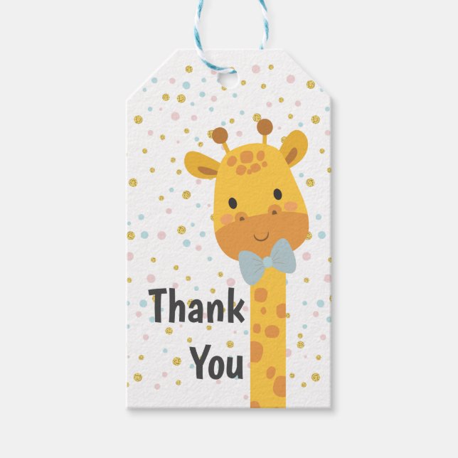 Giraffe animal illustration gift tags (Front)