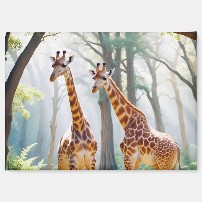 Giraffe Animal Nature Wildlife Affection Caring Magnet (Front)