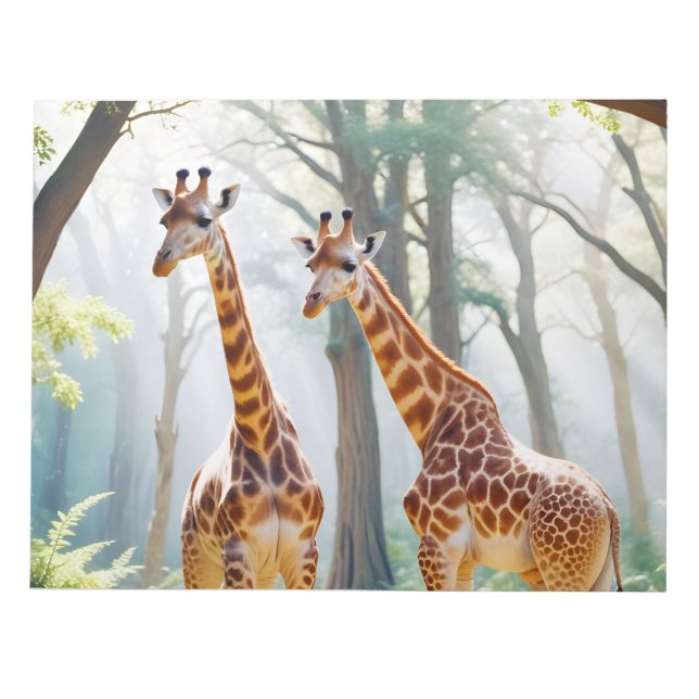 Giraffe Animal Nature Wildlife Affection Caring Notepad (Front)