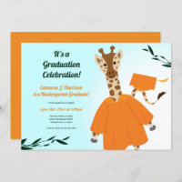 Giraffe Animal Orange Green Blue Kid Graduation