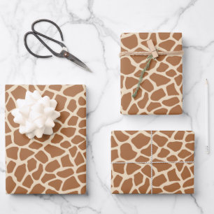 Giraffe Animal Pattern Safari Light Brown Spots Wrapping Paper Sheet