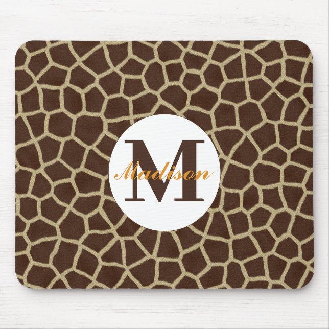 Giraffe Animal Print Initial Monogram Mouse Pad (Front)
