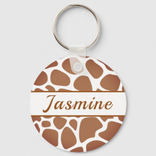 Giraffe Animal Print Name Keychain