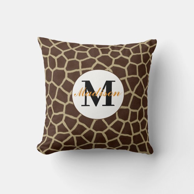 Giraffe Animal Print Personalised Throw Pillow (Front)