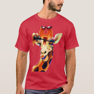 Giraffe Applying Mascara Eyelashes  T-Shirt