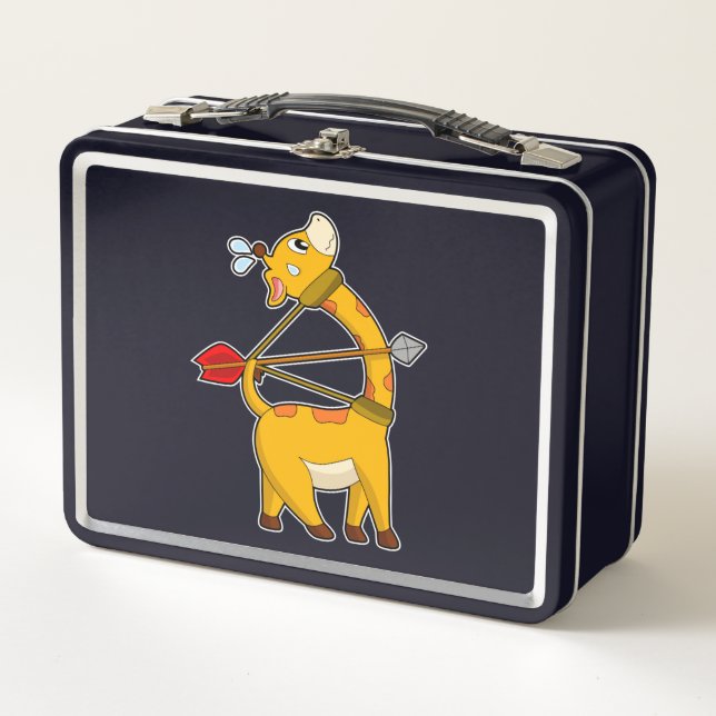 Giraffe Archer Arrow Bow Metal Lunch Box (Front)